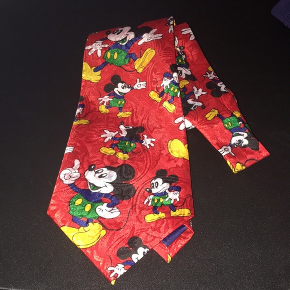 Mikey Mouse Man Road hand made silk tie. (AC) - Picture 1 of 2
